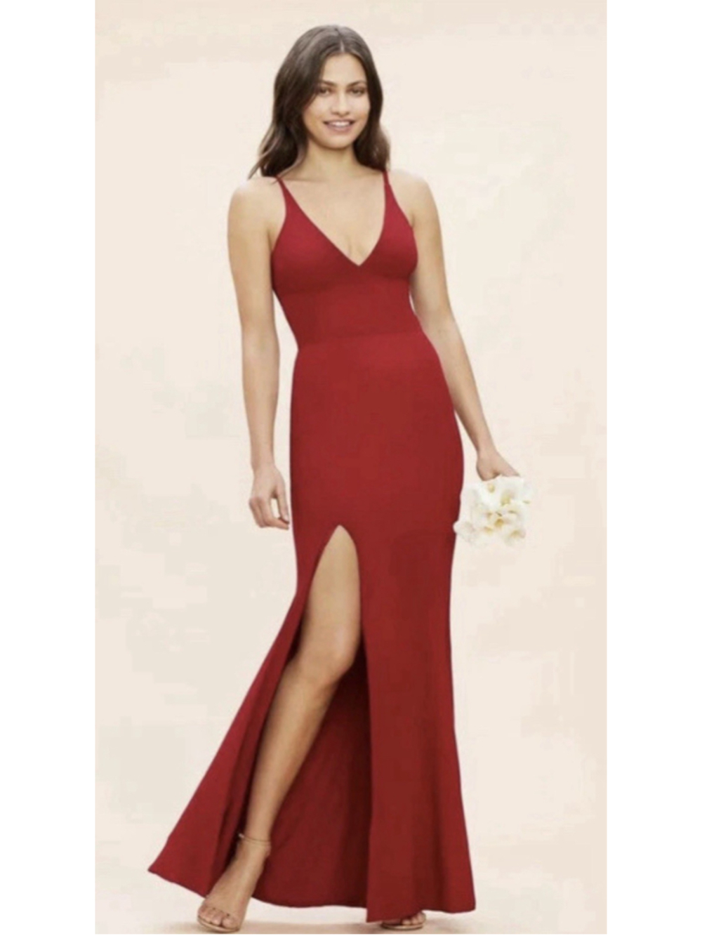Dress The Population Iris Red Gown Slit Large Full Length Formal Wedding Prom